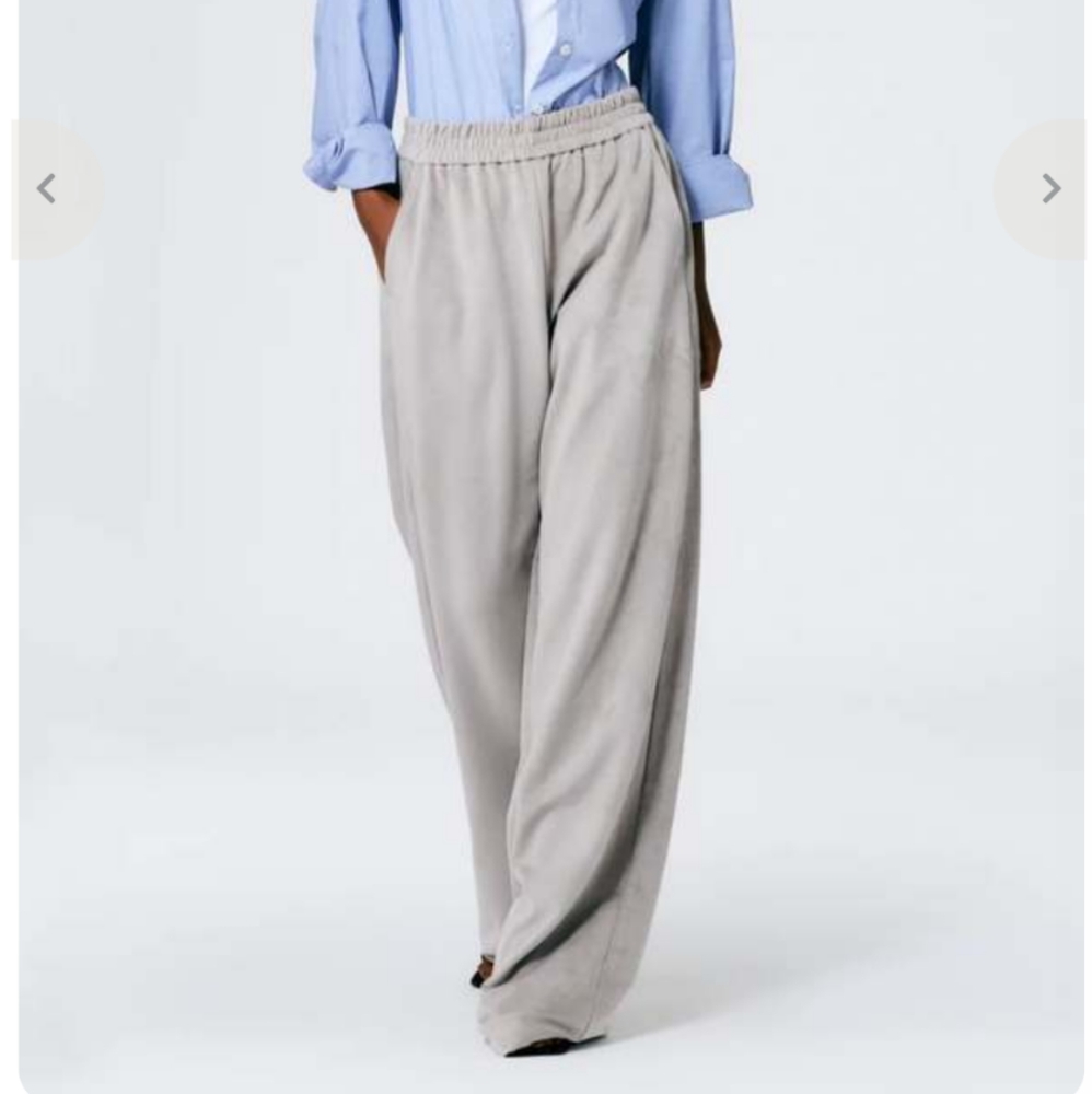 Tibi ultrasuede wide leg pull on pant M